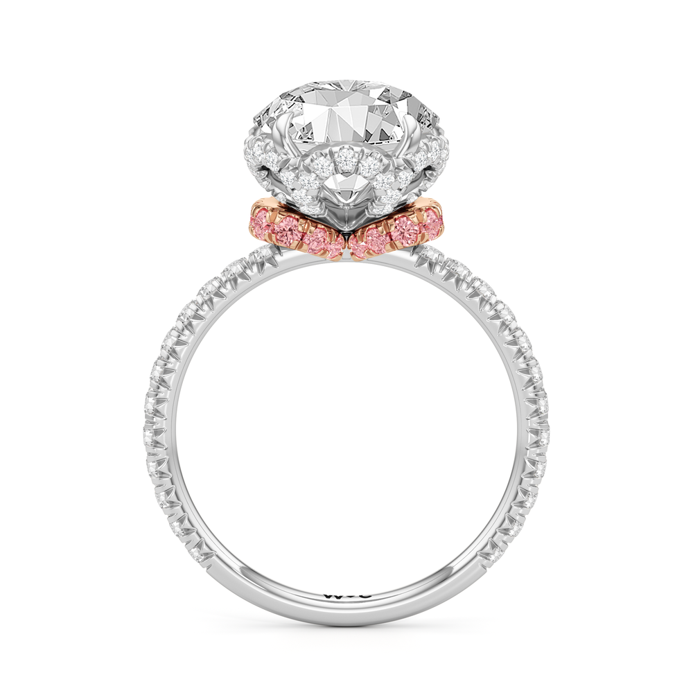 The Petaline Ring with Round Cut Diamond in 14KT White & Rose Gold view 2
