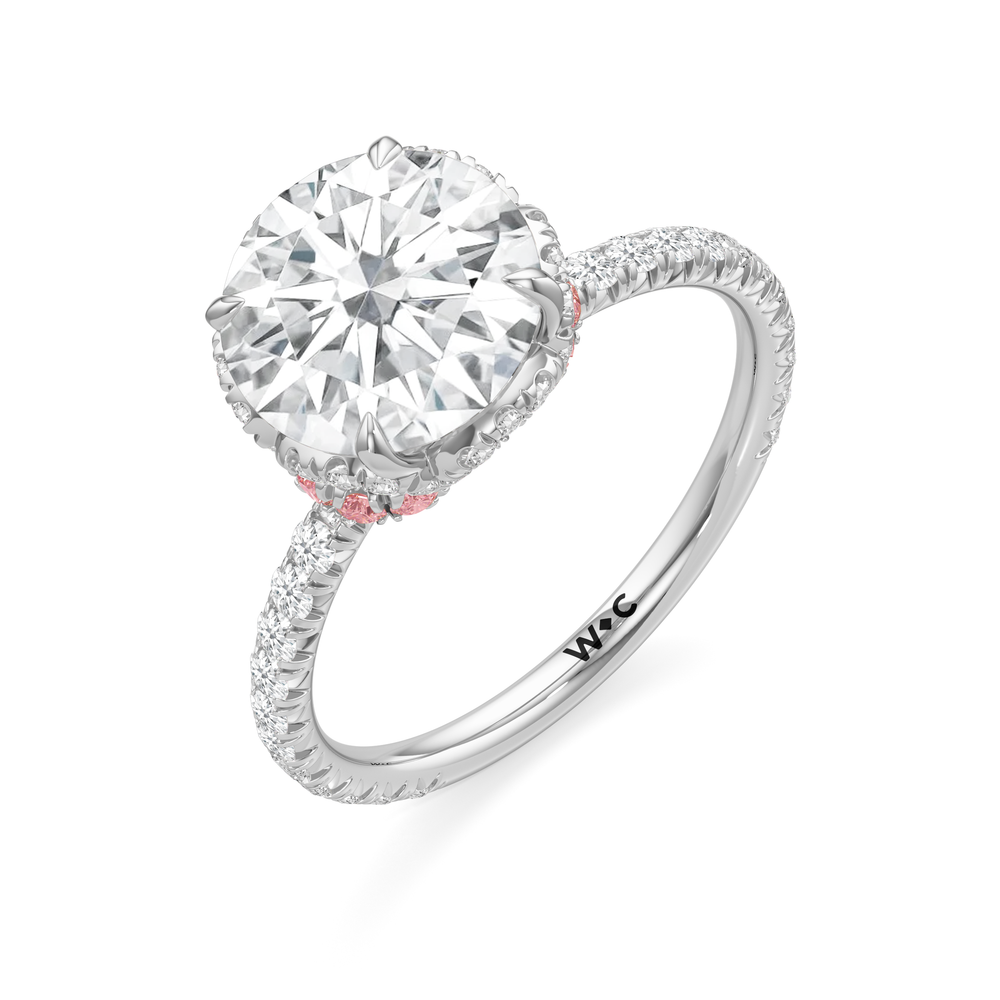 The Petaline Ring with Round Cut Diamond in 14KT Platinum view 3
