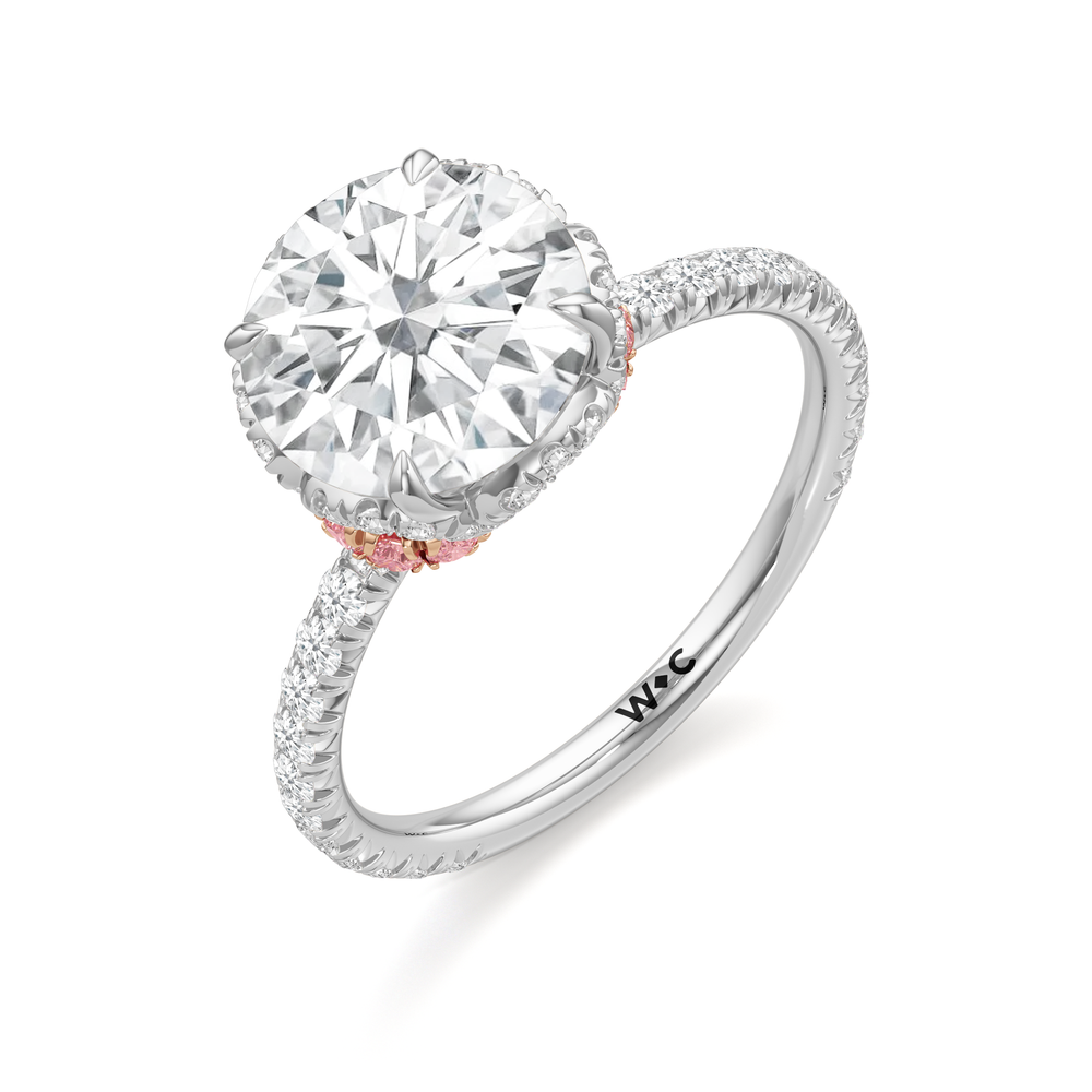 The Petaline Ring with Round Cut Diamond in 14KT White & Rose Gold view 3
