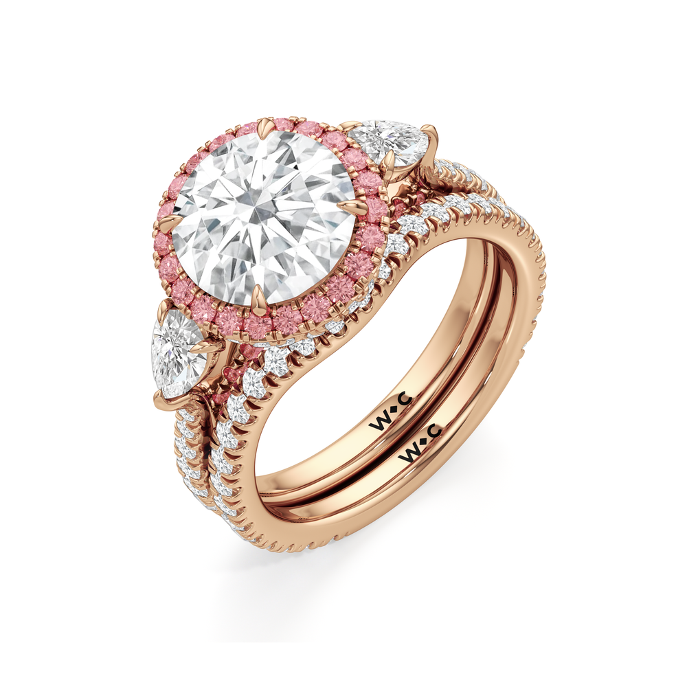 The Dahlia Wedding Band with 18KT Rose Gold Cut Diamond in 14KT Rose Gold view 3
