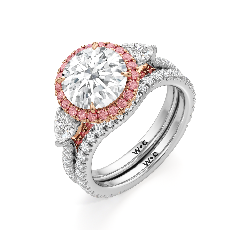 The Dahlia Ring with Round Cut Diamond in 14KT White & Rose Gold view 4
