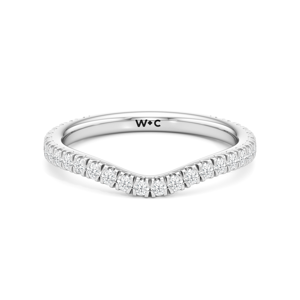 The Dahlia Wedding Band with Platinum Cut Diamond in 14KT Platinum view 1
