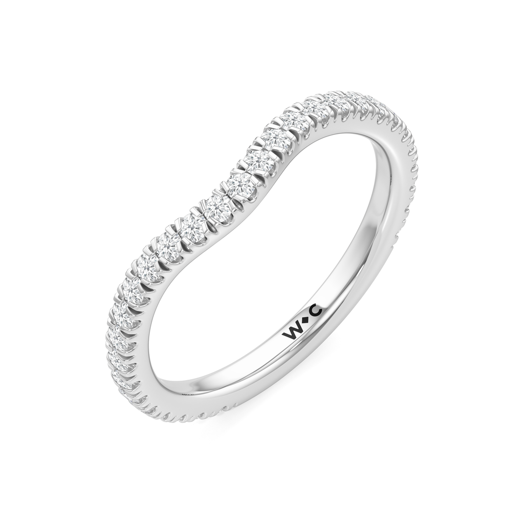 The Dahlia Wedding Band with Platinum Cut Diamond in 14KT Platinum view 4
