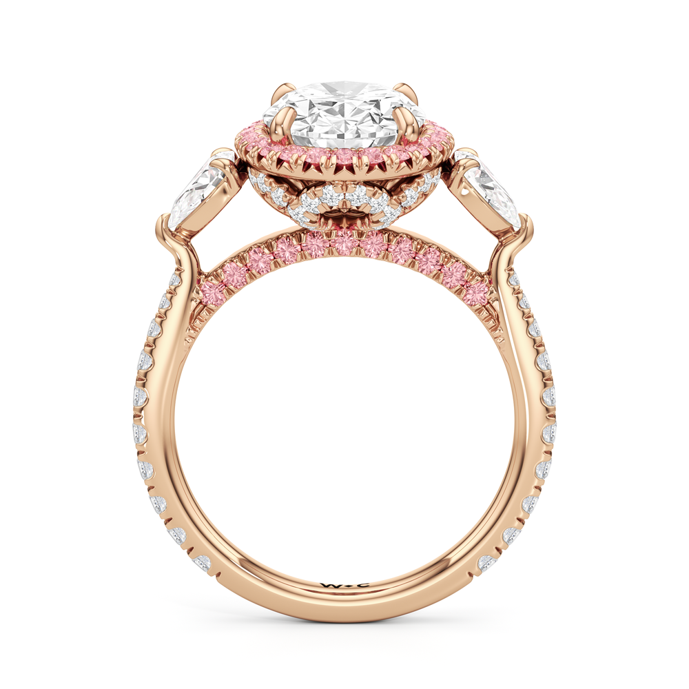 The Dahlia Ring with Oval Cut Diamond in 14KT Rose Gold view 2
