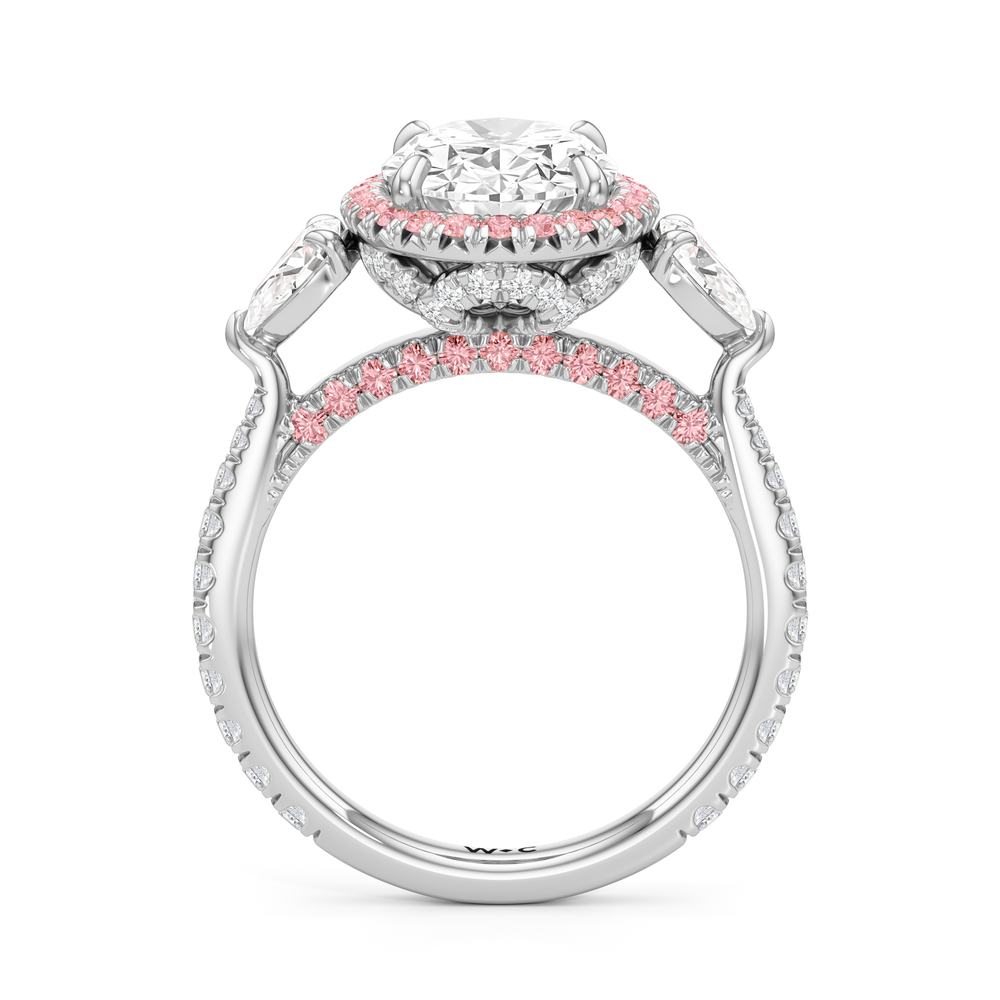 The Dahlia Ring with Oval Cut Diamond in 14KT Platinum view 2
