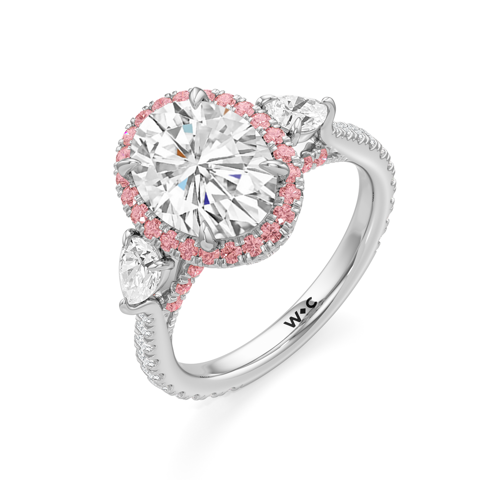 The Dahlia Ring with Oval Cut Diamond in 14KT Platinum view 3
