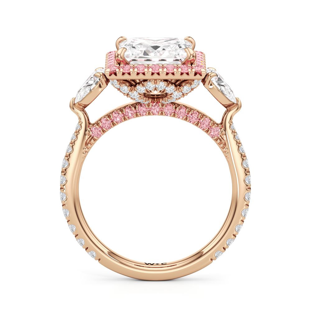 The Dahlia Ring with Princess Cut Diamond in 14KT Rose Gold view 2
