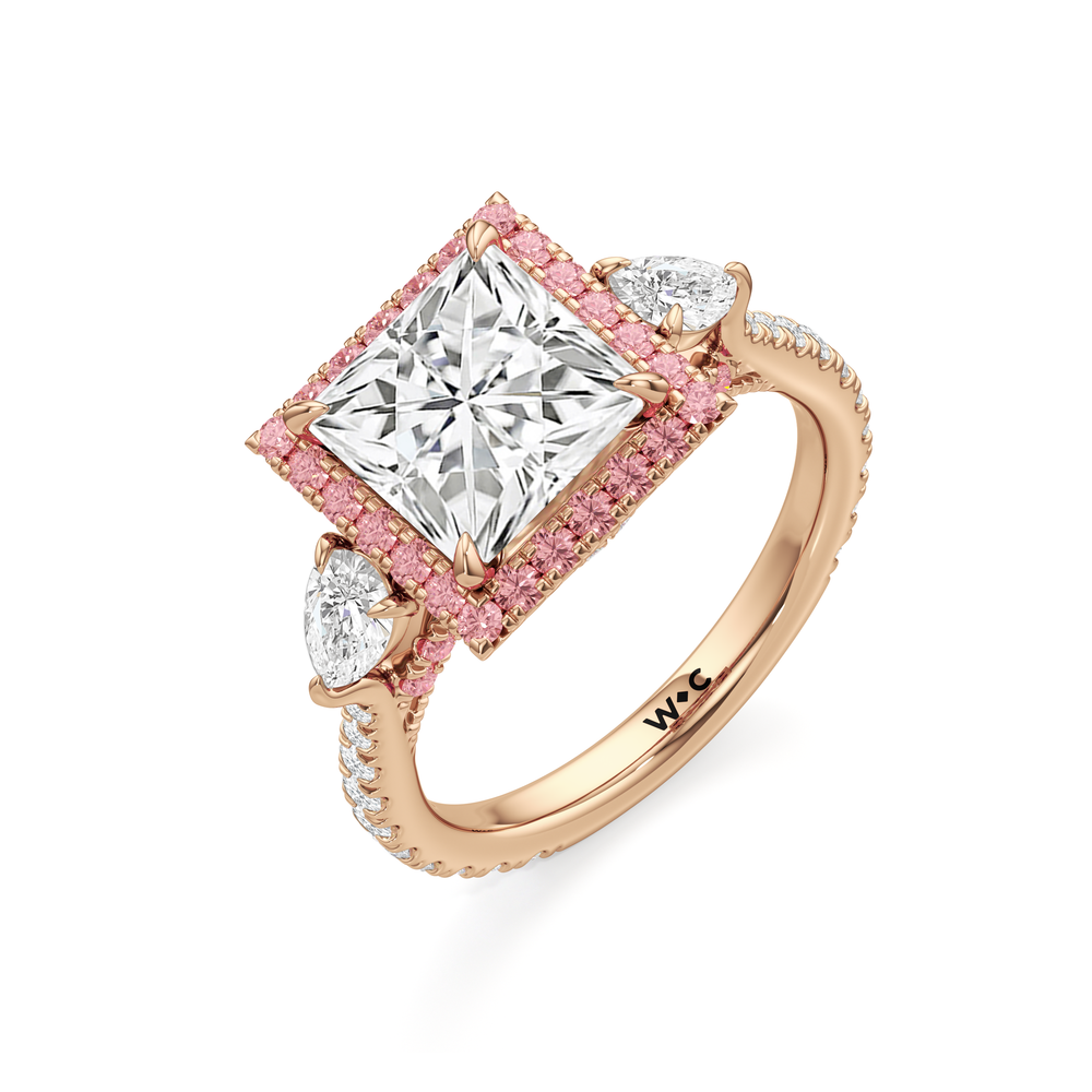 The Dahlia Ring with Princess Cut Diamond in 14KT Rose Gold view 3
