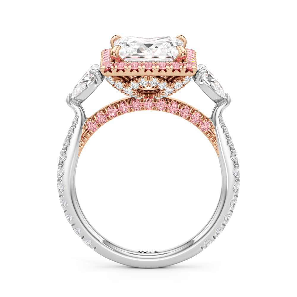 The Dahlia Ring with Princess Cut Diamond in 14KT White & Rose Gold view 2
