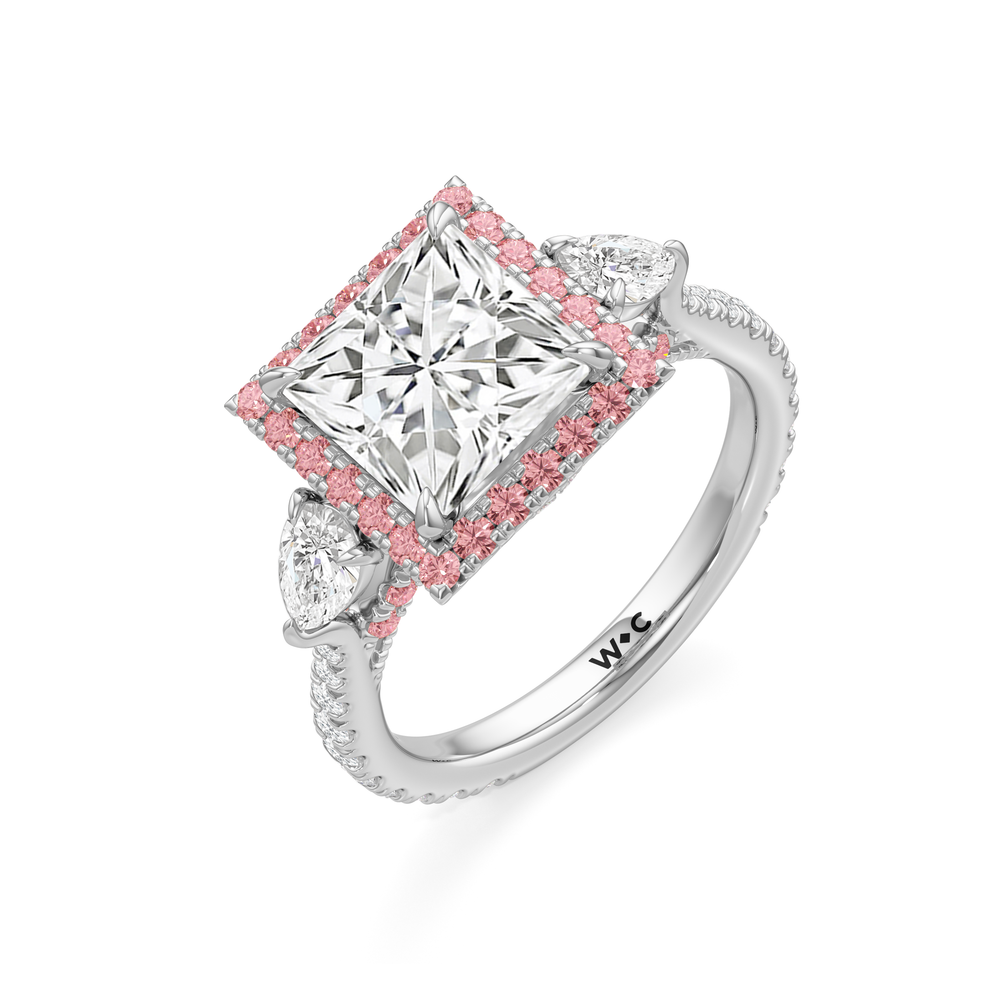 The Dahlia Ring with Princess Cut Diamond in 14KT Platinum view 3

