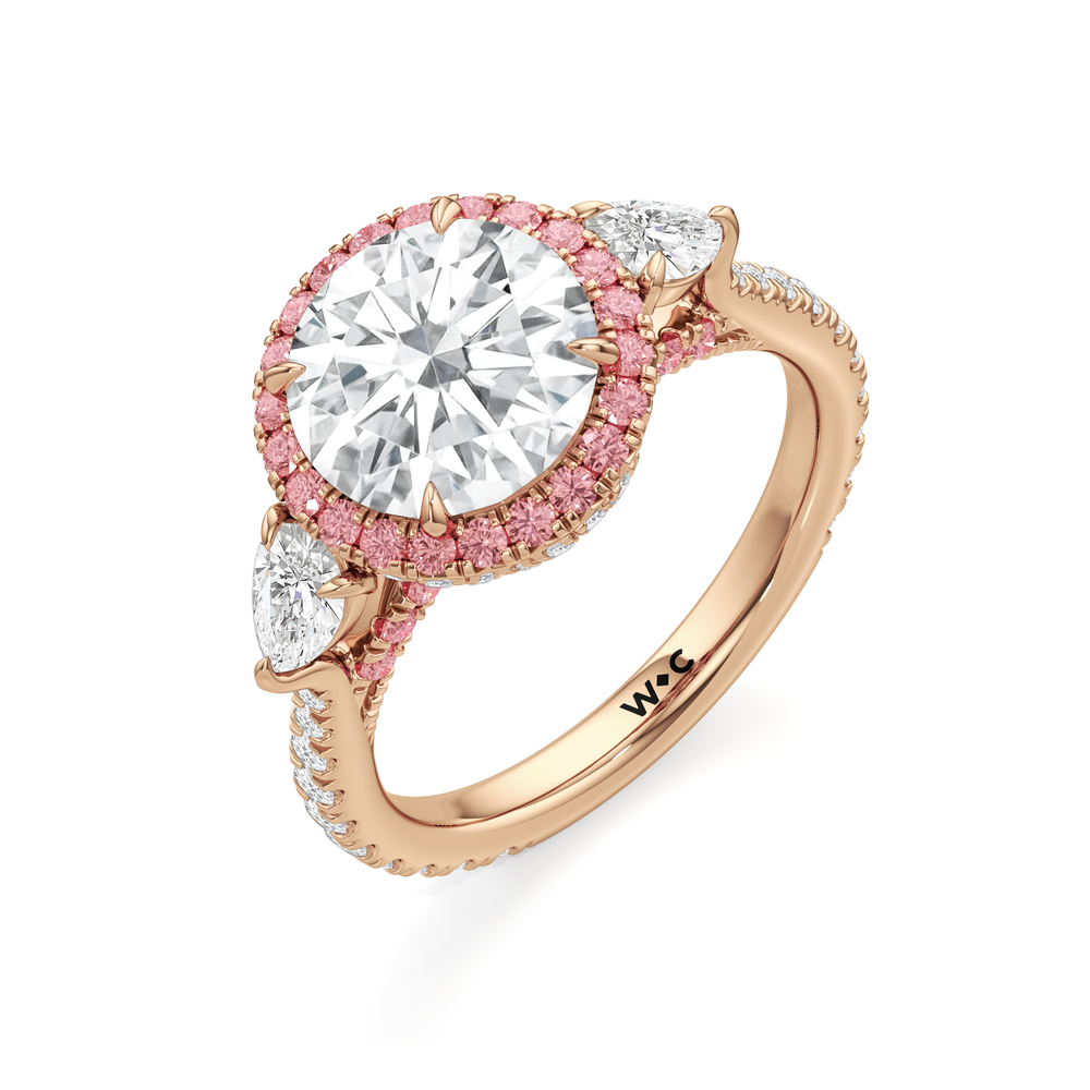 The Dahlia Ring with Round Cut Diamond in 14KT Rose Gold view 3
