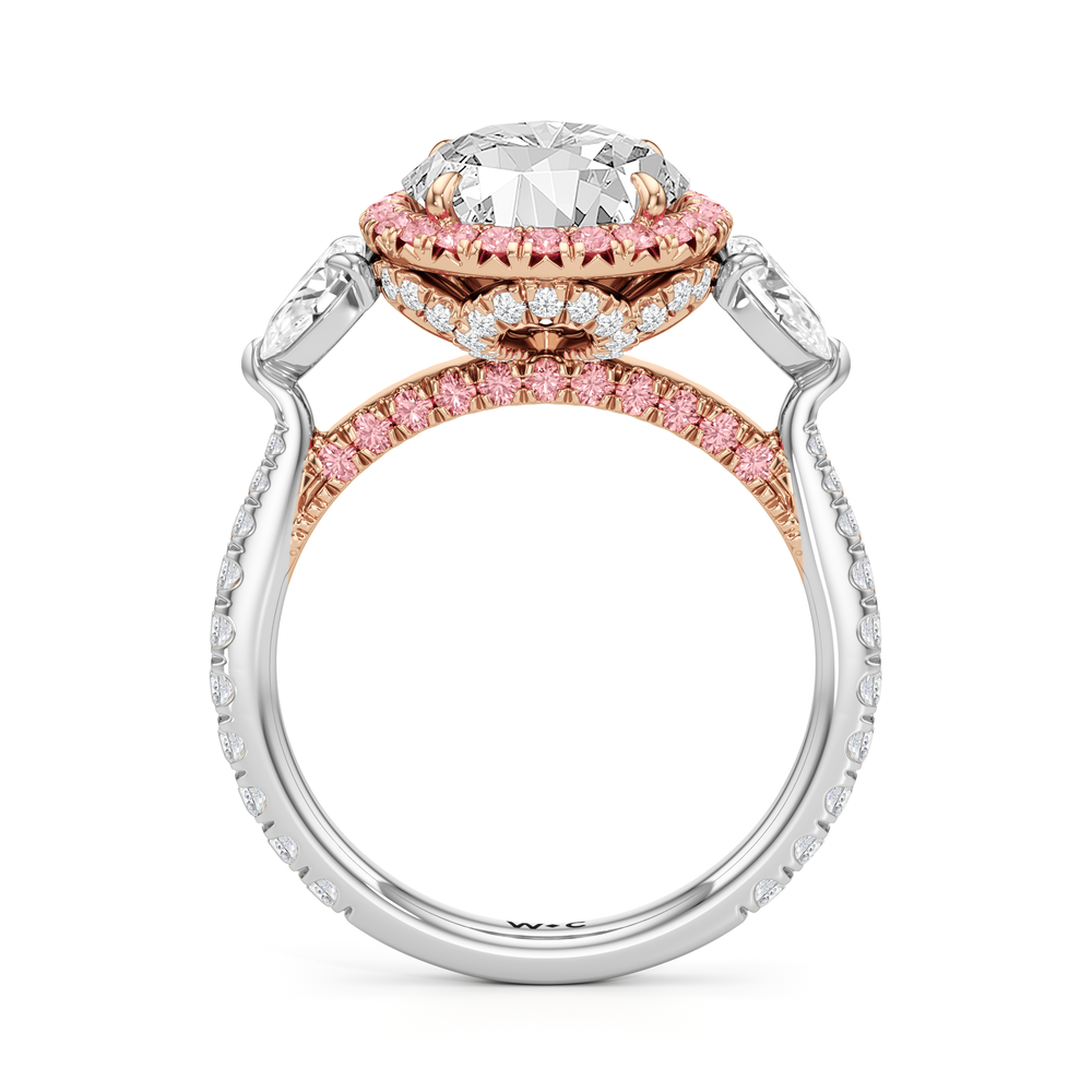 The Dahlia Ring with Round Cut Diamond in 14KT White & Rose Gold view 2

