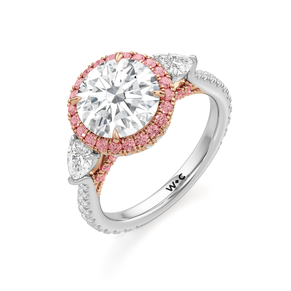 The Dahlia Ring with Round Cut Diamond in 14KT White & Rose Gold view 3
