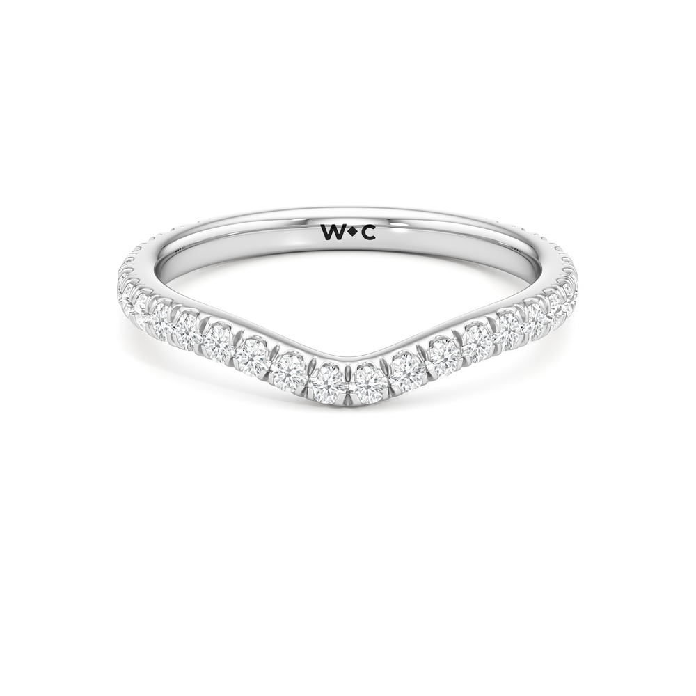 The Rosaline Wedding Band with Platinum Cut Diamond in 14KT Platinum view 1
