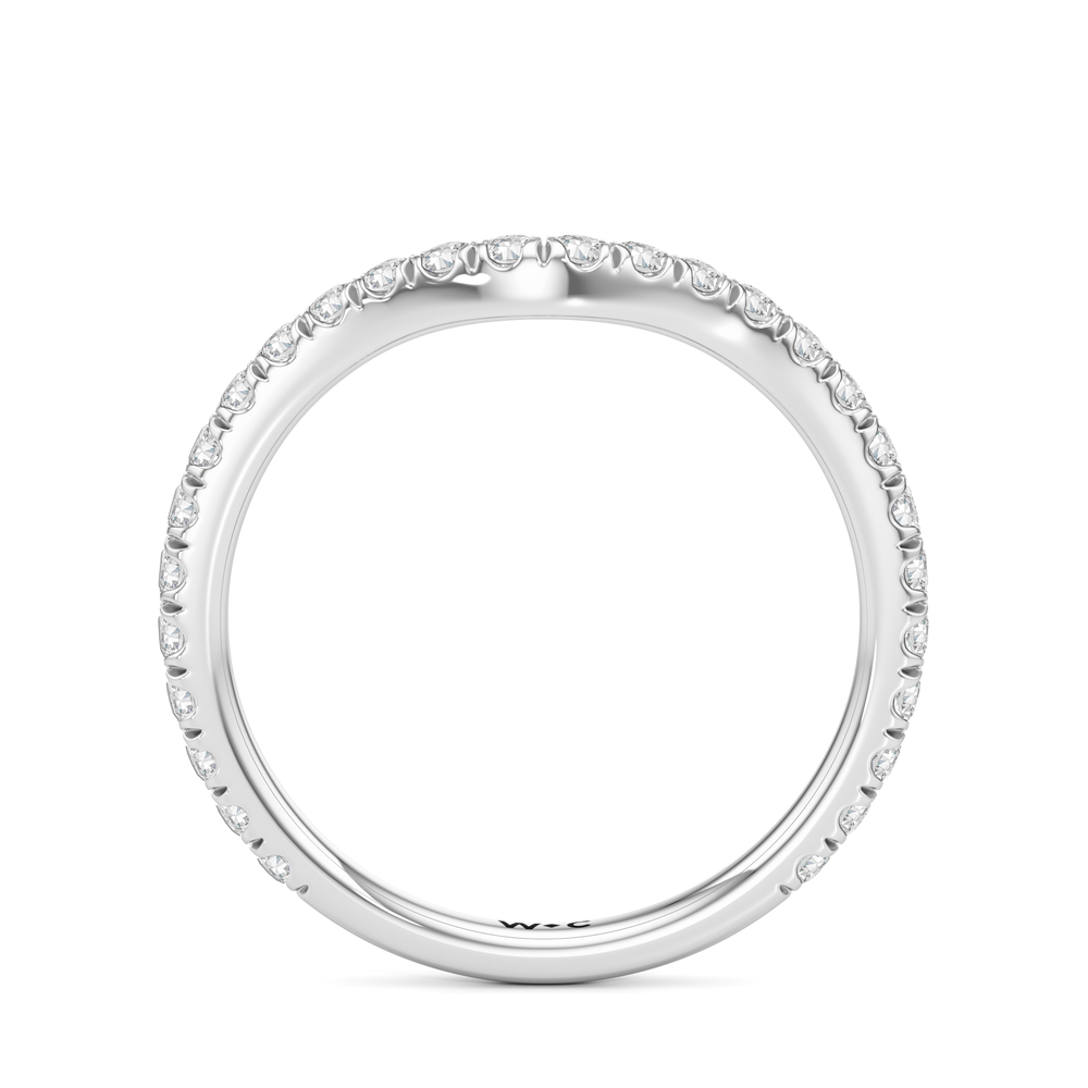 The Rosaline Wedding Band with Platinum Cut Diamond in 14KT Platinum view 2
