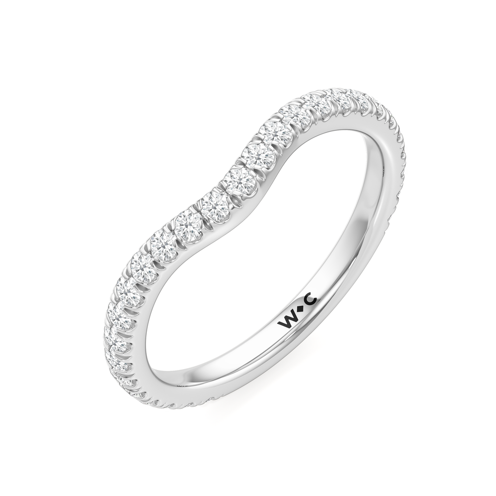 The Rosaline Wedding Band with Platinum Cut Diamond in 14KT Platinum view 4
