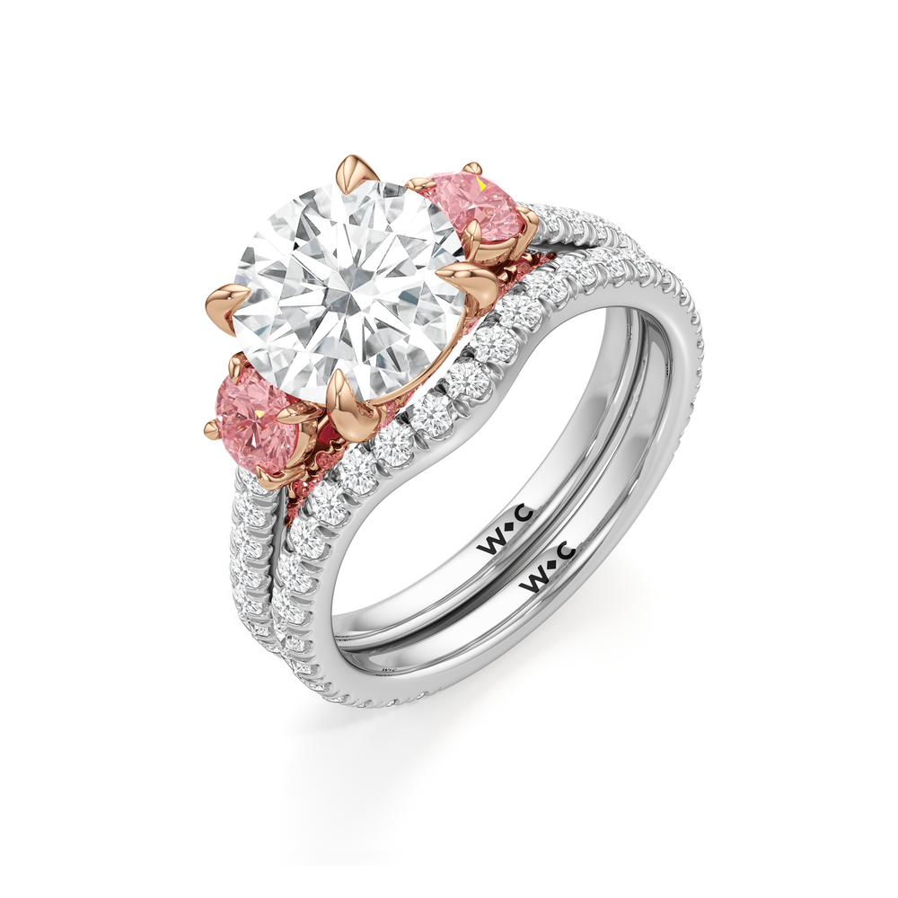 The Rosaline Ring with Emerald Cut Diamond in 14KT White & Rose Gold view 4
