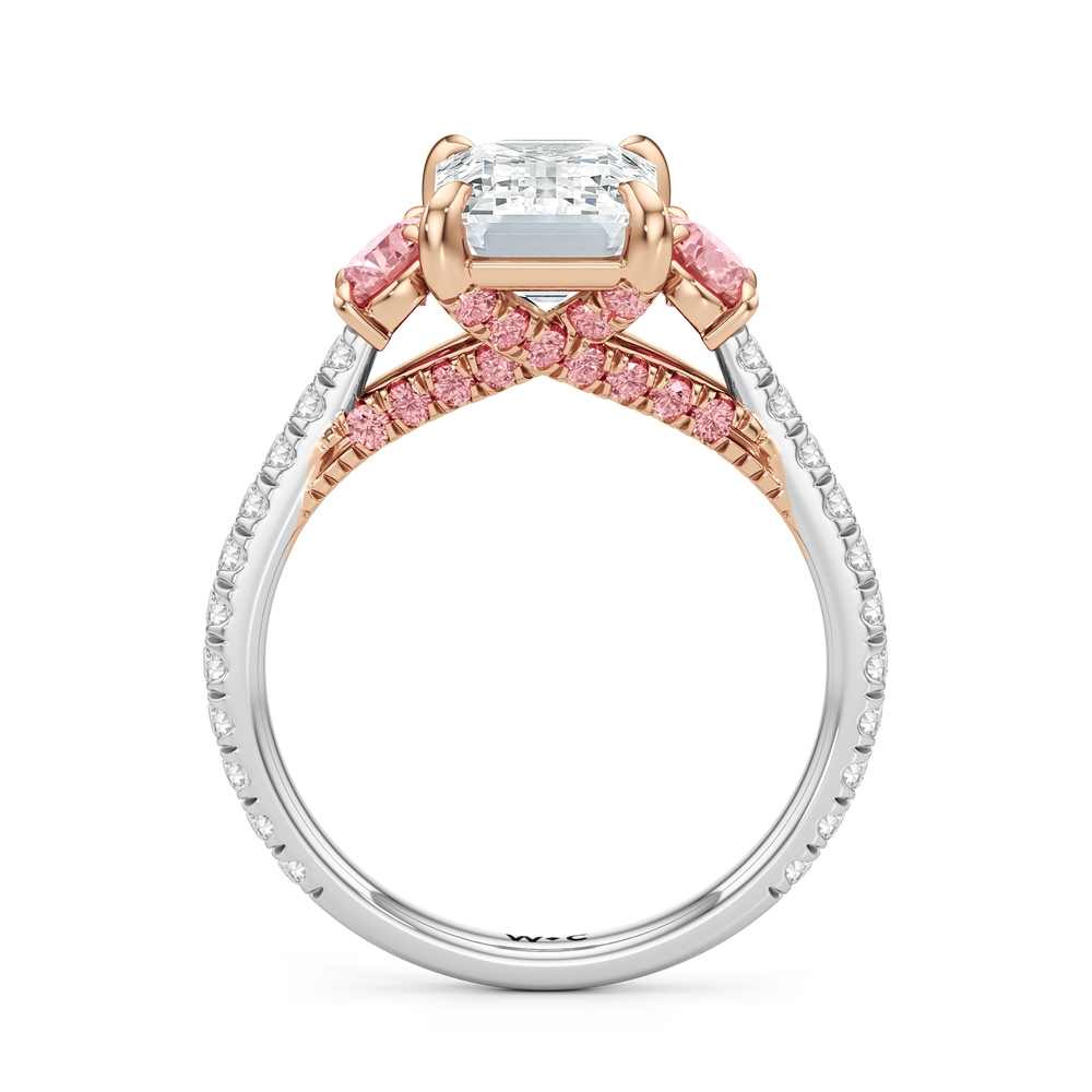 Emerald Cut The Rosaline Ring with Lab Grown Diamond in 14KT White & Rose Gold view 2
