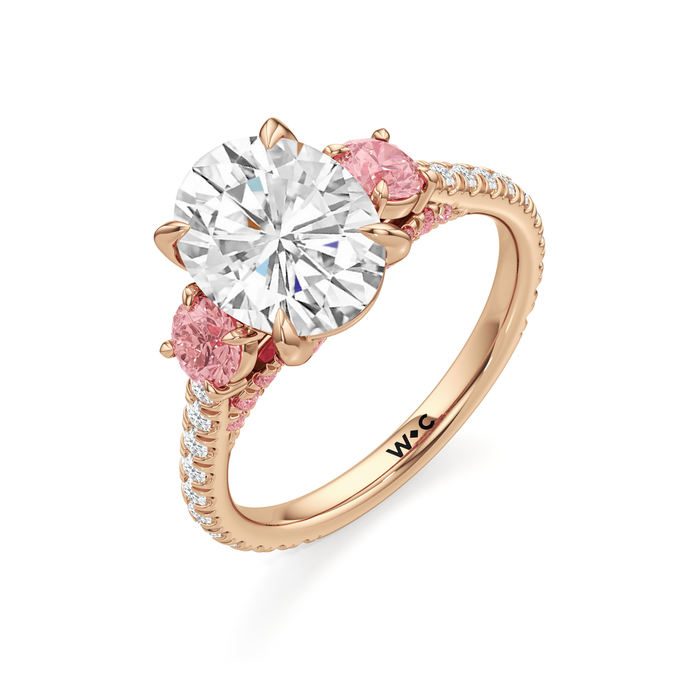 The Rosaline Ring with Oval Cut Diamond in 14KT Rose Gold view 3

