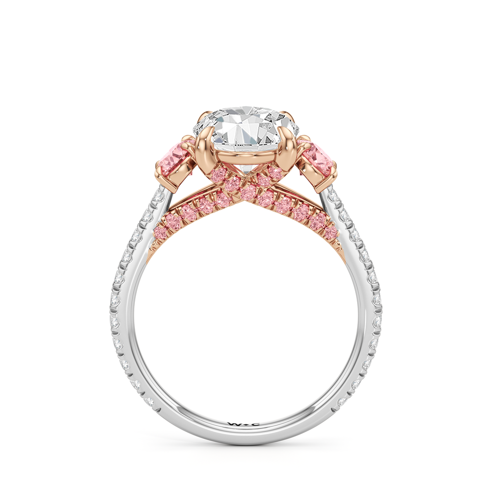 The Rosaline Ring with Oval Cut Diamond in 14KT White & Rose Gold view 2
