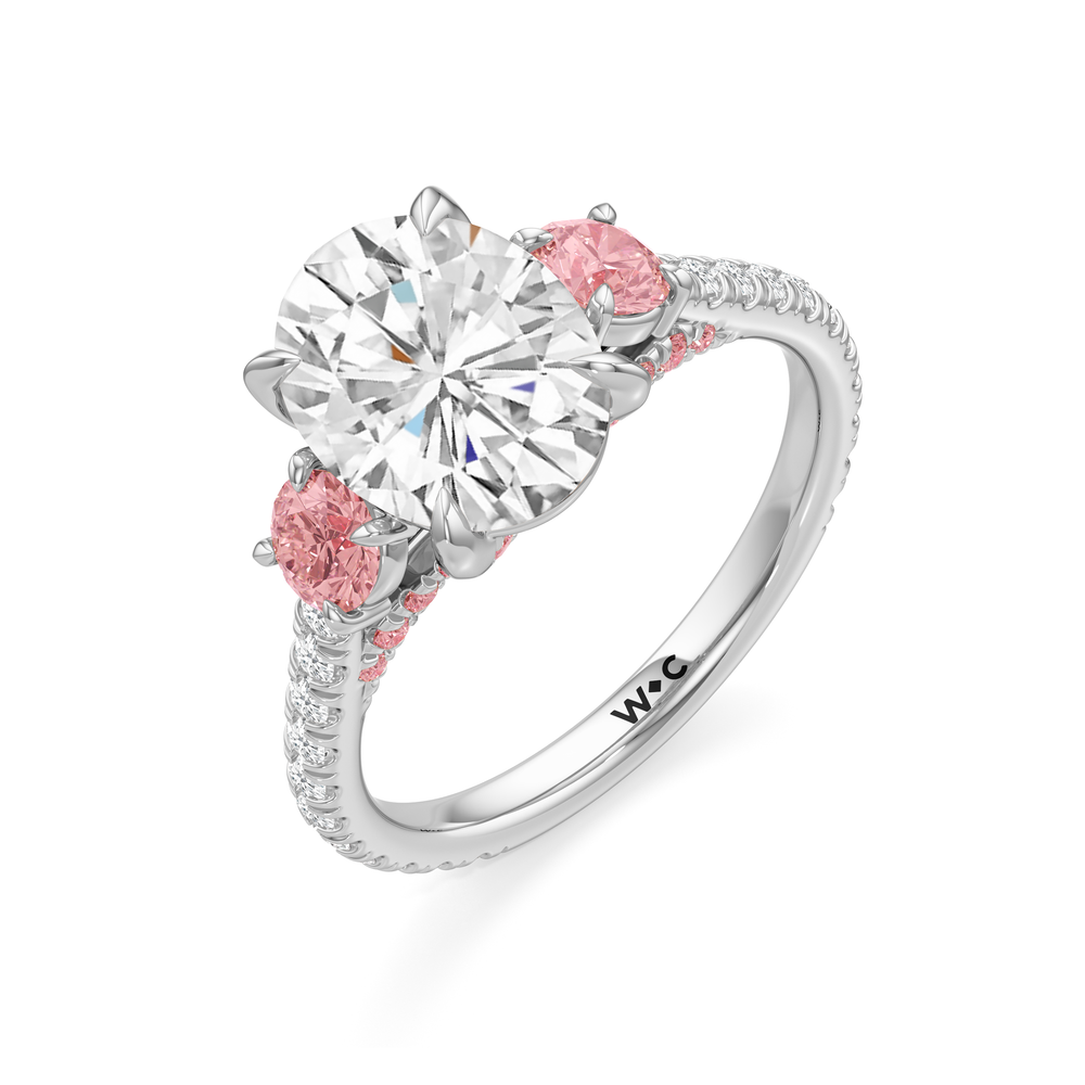 The Rosaline Ring with Oval Cut Diamond in 14KT Platinum view 3

