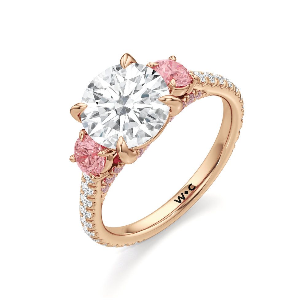 The Rosaline Ring with Round Cut Diamond in 14KT Rose Gold view 3
