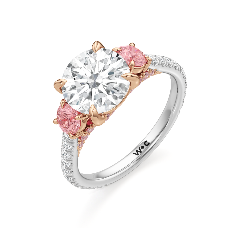 The Rosaline Ring with Round Cut Diamond in 14KT White & Rose Gold view 3
