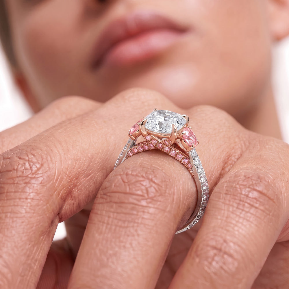 The Rosaline Ring with Round Cut Diamond in 14KT White & Rose Gold view 2
