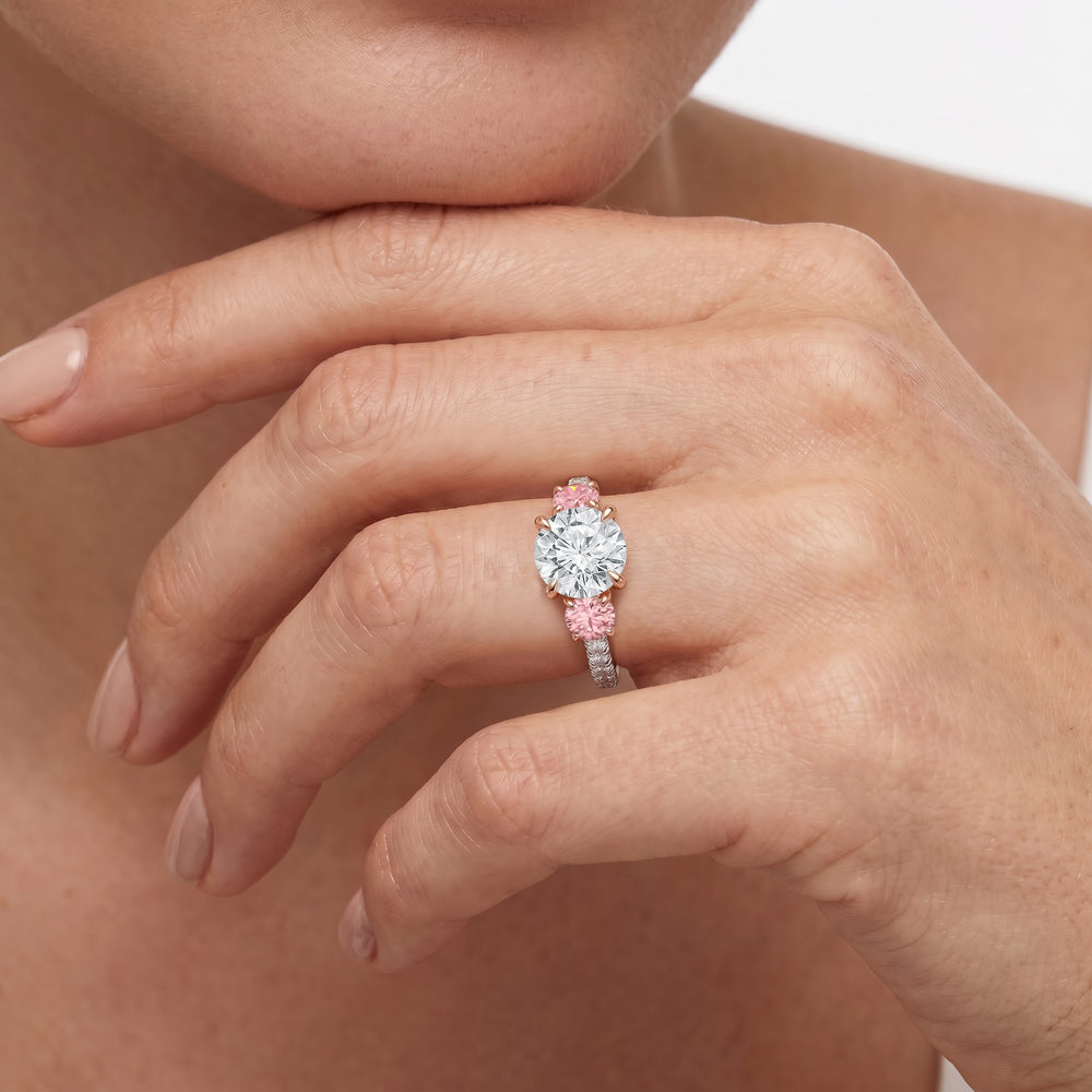 The Rosaline Ring with Emerald Cut Diamond in 14KT Rose Gold view 3
