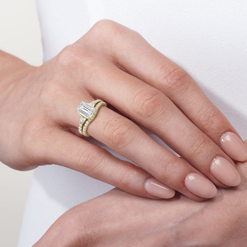 Model Wearing The Surrey Diamond Wedding Band view