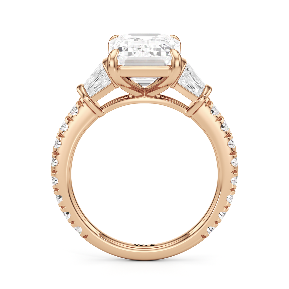 The Surrey Ring with Emerald Cut Diamond in 14KT Rose Gold view 3
