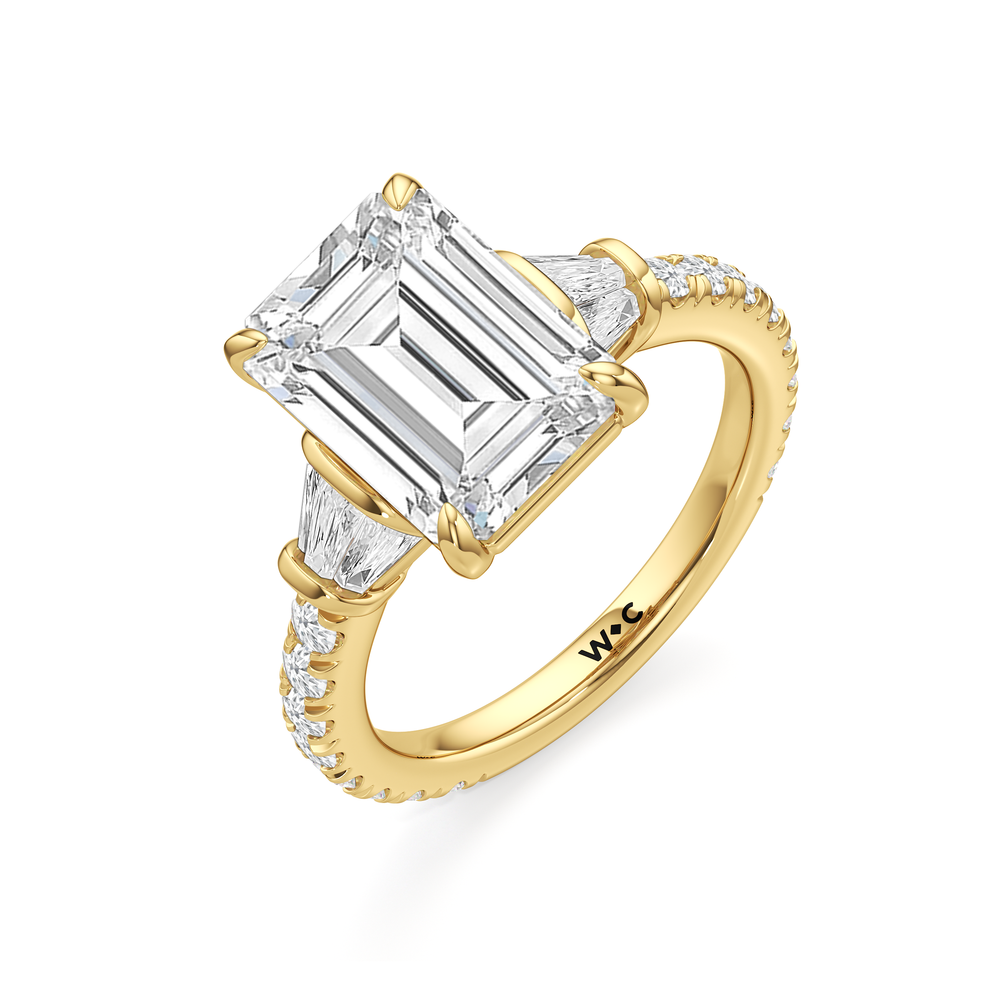 The Surrey Ring with Emerald Cut Diamond in 14KT Yellow Gold view 4
