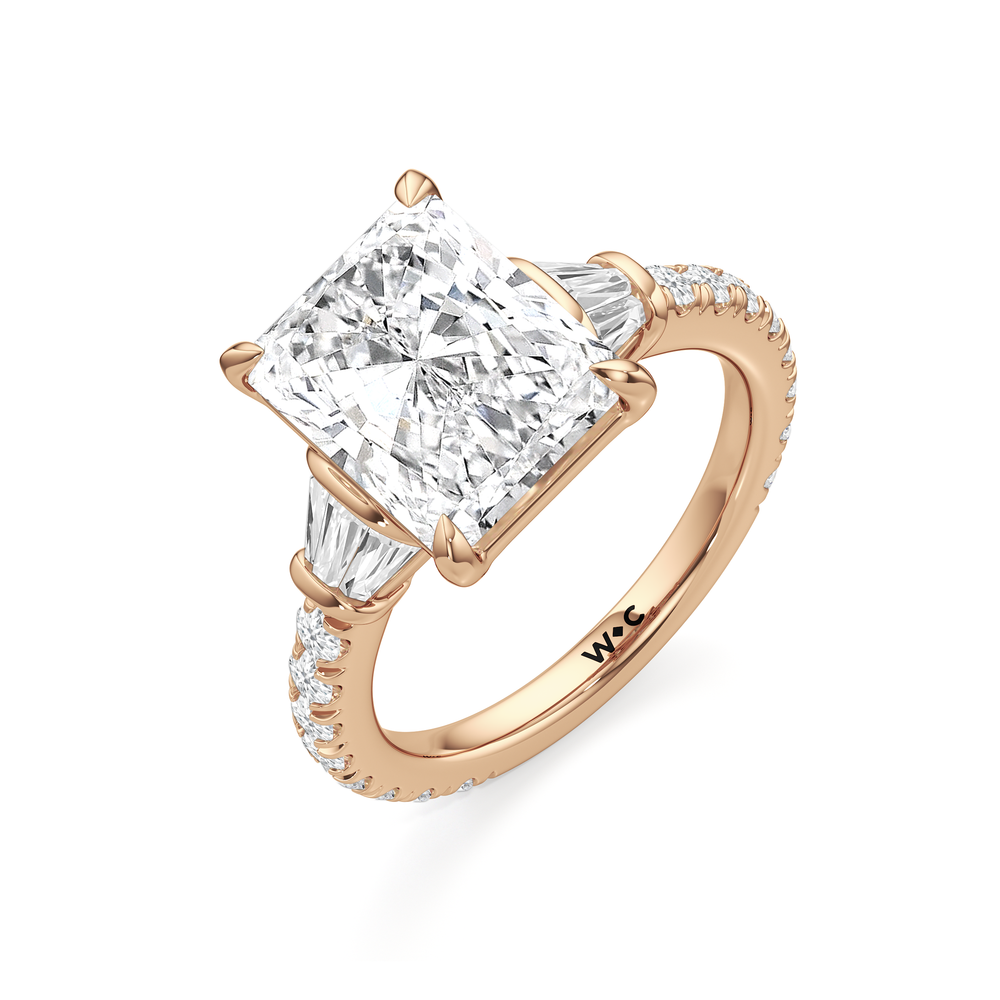 The Surrey Ring with Radiant Cut Diamond in 14KT Rose Gold view 4

