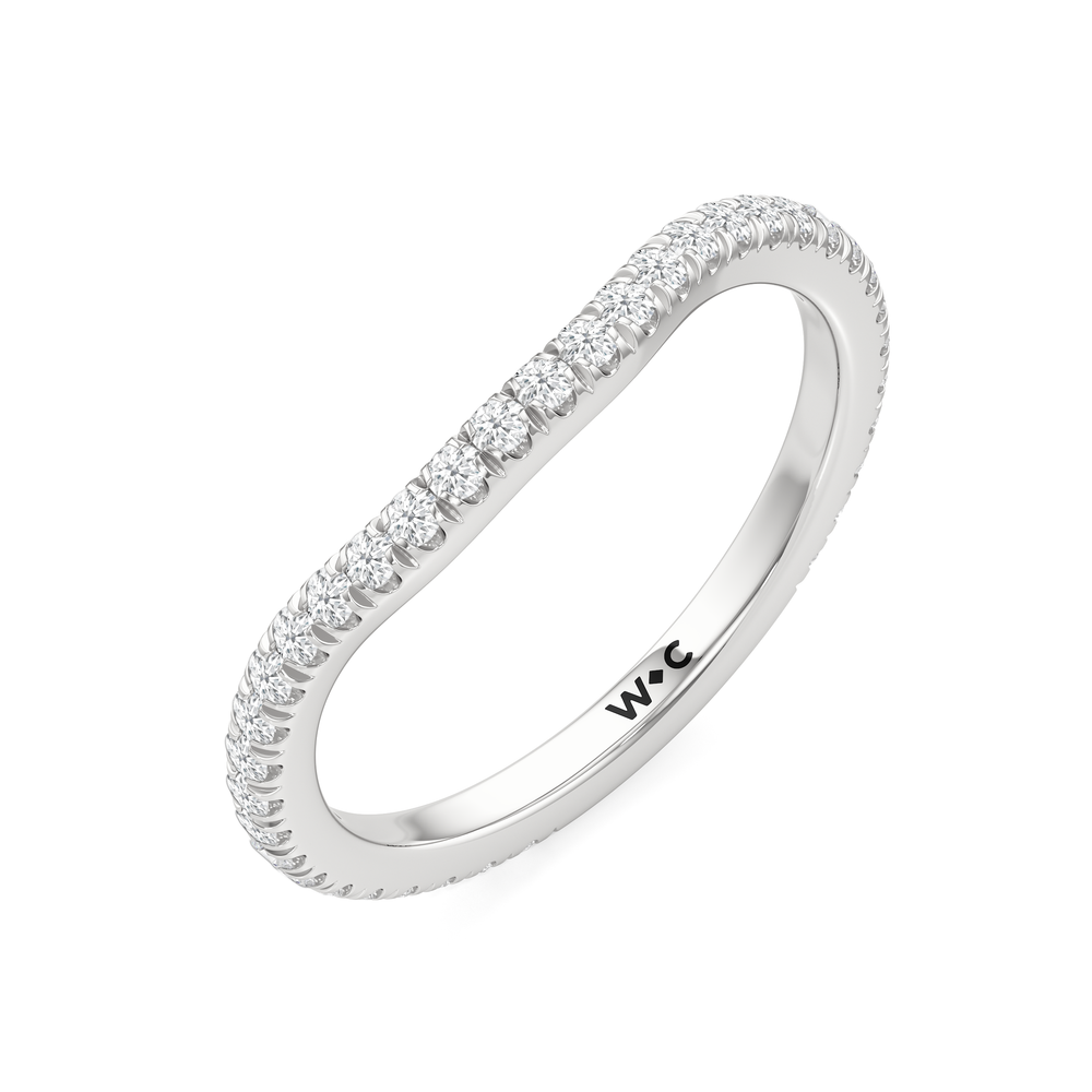 The Lorimer Diamond Wedding Band with Platinum Cut Diamond in 14KT Platinum view 4
