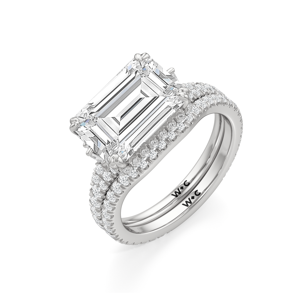 The Lorimer Diamond Wedding Band with Platinum Cut Diamond in 14KT Platinum view 3
