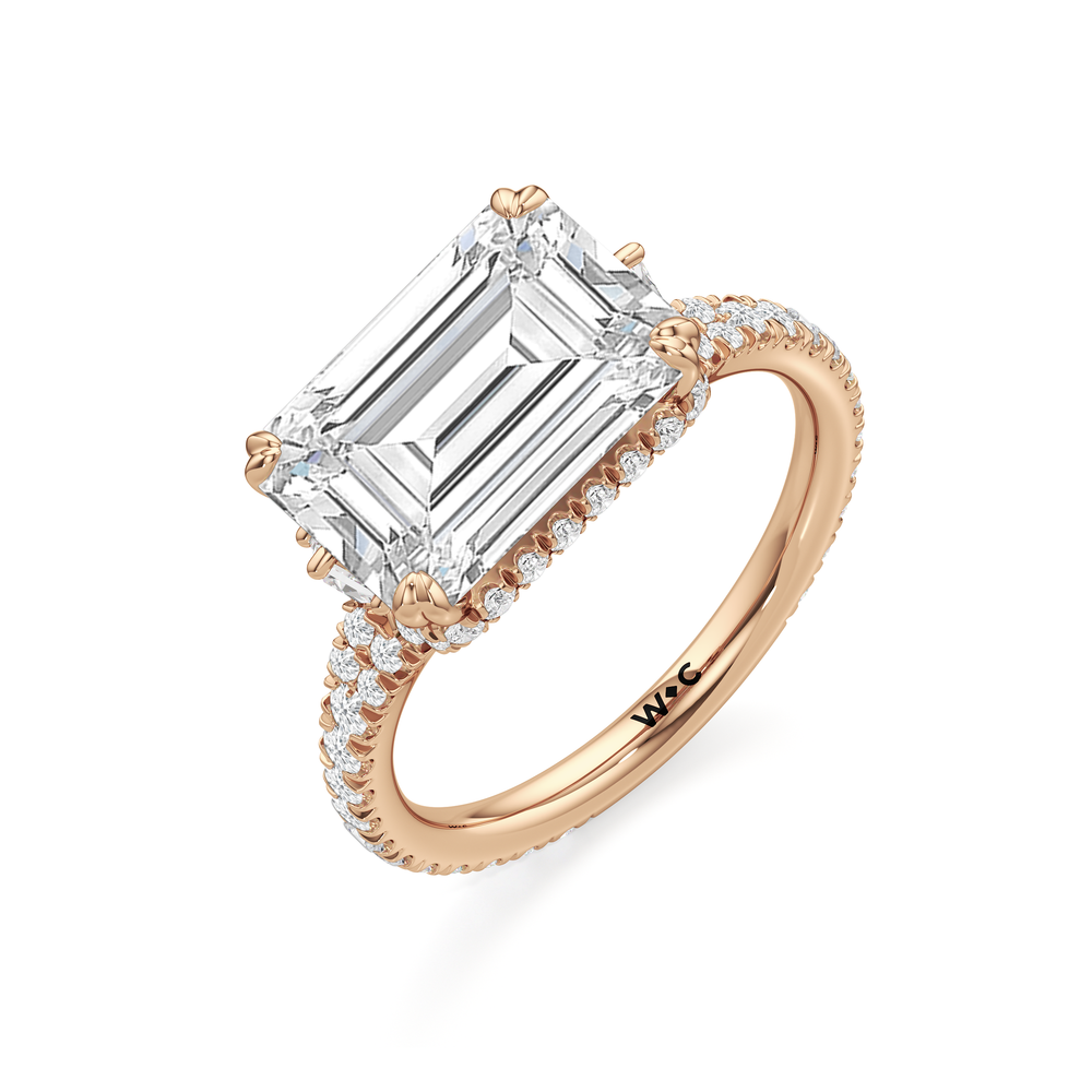 The Lorimer Ring with West Emerald Cut Diamond in 14KT Rose Gold view 4
