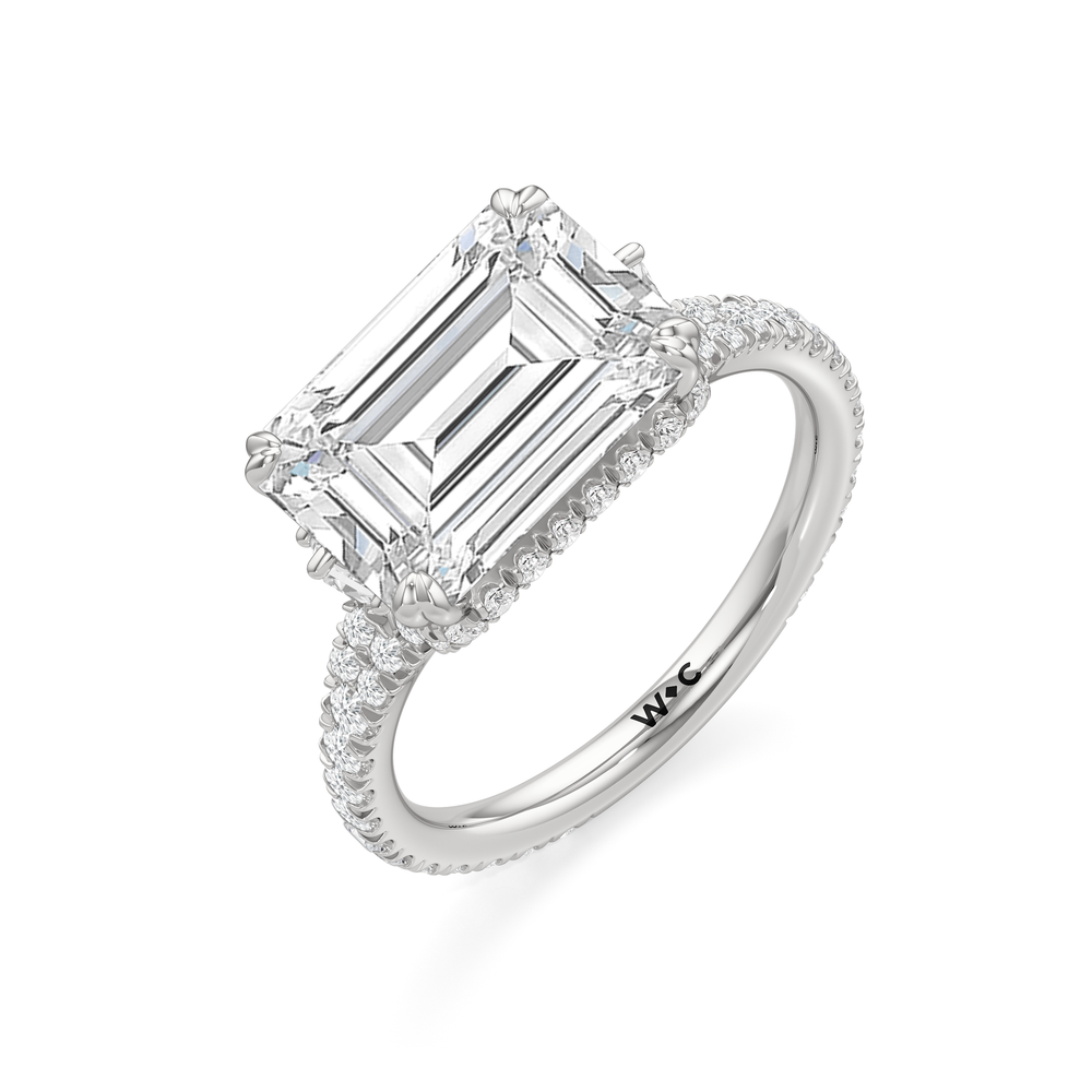 The Lorimer Ring with West Emerald Cut Diamond in 14KT Platinum view 4
