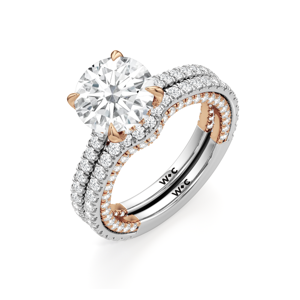 The Cooper Diamond Wedding Band with 18KT White & Rose Gold Cut Diamond in 14KT White & Rose Gold view 3
