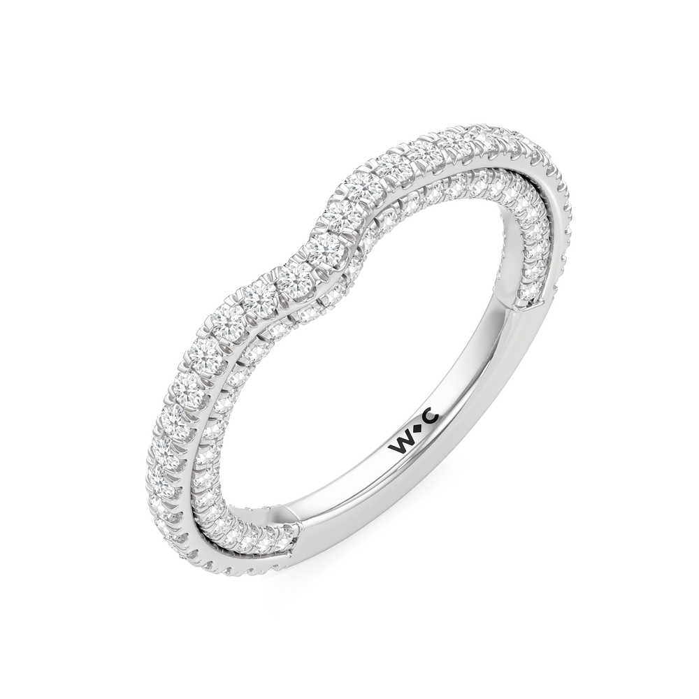 The Cooper Diamond Wedding Band with Platinum Cut Diamond in 14KT Platinum view 4
