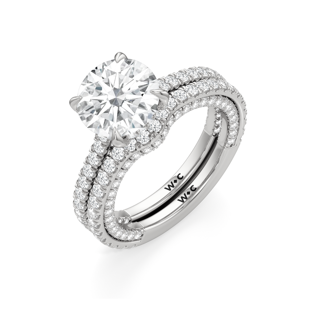 The Cooper Diamond Wedding Band with Platinum Cut Diamond in 14KT Platinum view 3
