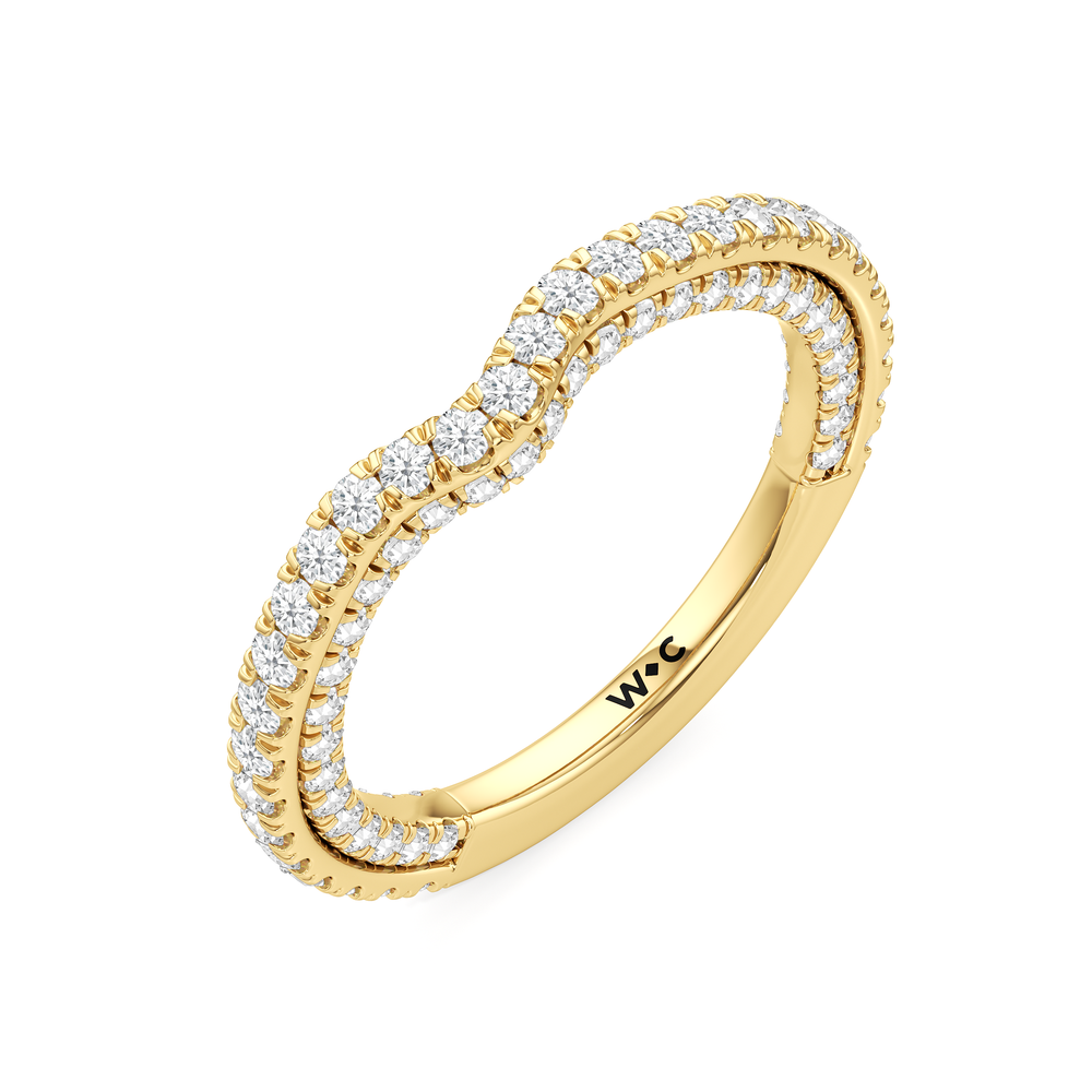 The Cooper Diamond Wedding Band with 18KT Yellow Gold Cut Diamond in 14KT Yellow Gold view 4
