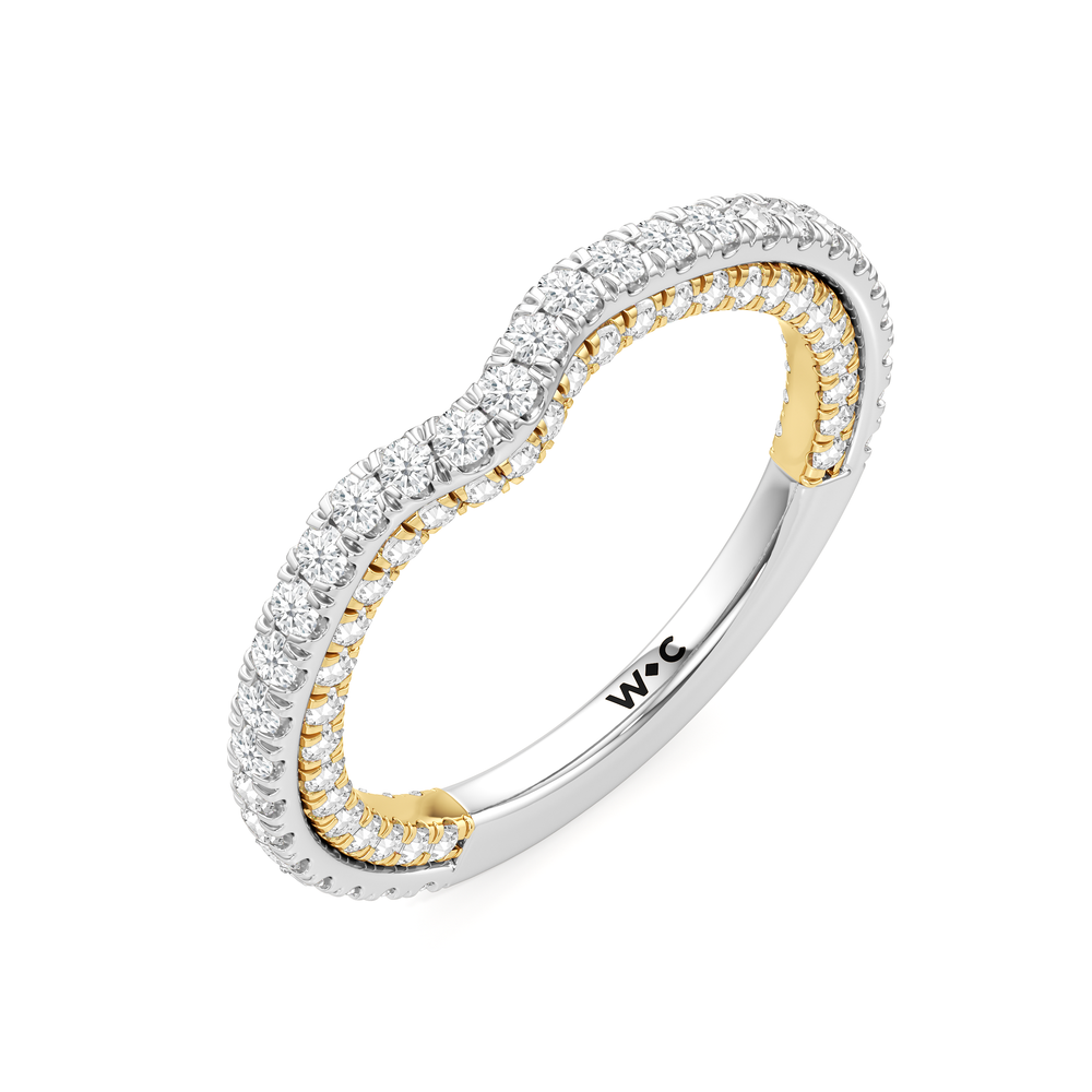 The Cooper Diamond Wedding Band with 18KT White & Yellow Gold Cut Diamond in 14KT White & Yellow Gold view 4
