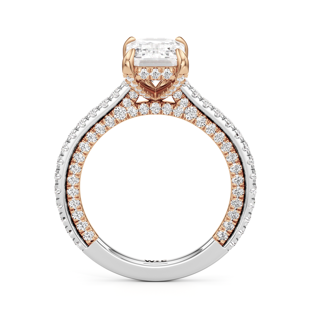 The Cooper Ring with Emerald Cut Diamond in 14KT White & Rose Gold view 3
