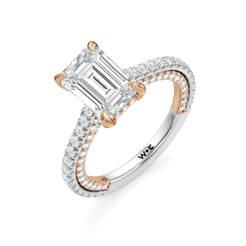 The Cooper Ring with Emerald Cut Diamond in 14KT White & Rose Gold view 4
