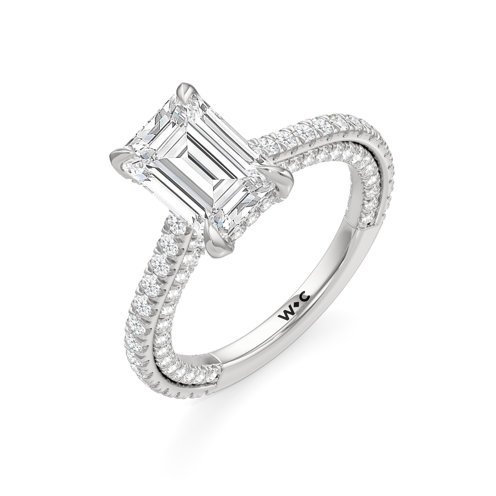 The Cooper Ring with Emerald Cut Diamond in 14KT Platinum view 3
