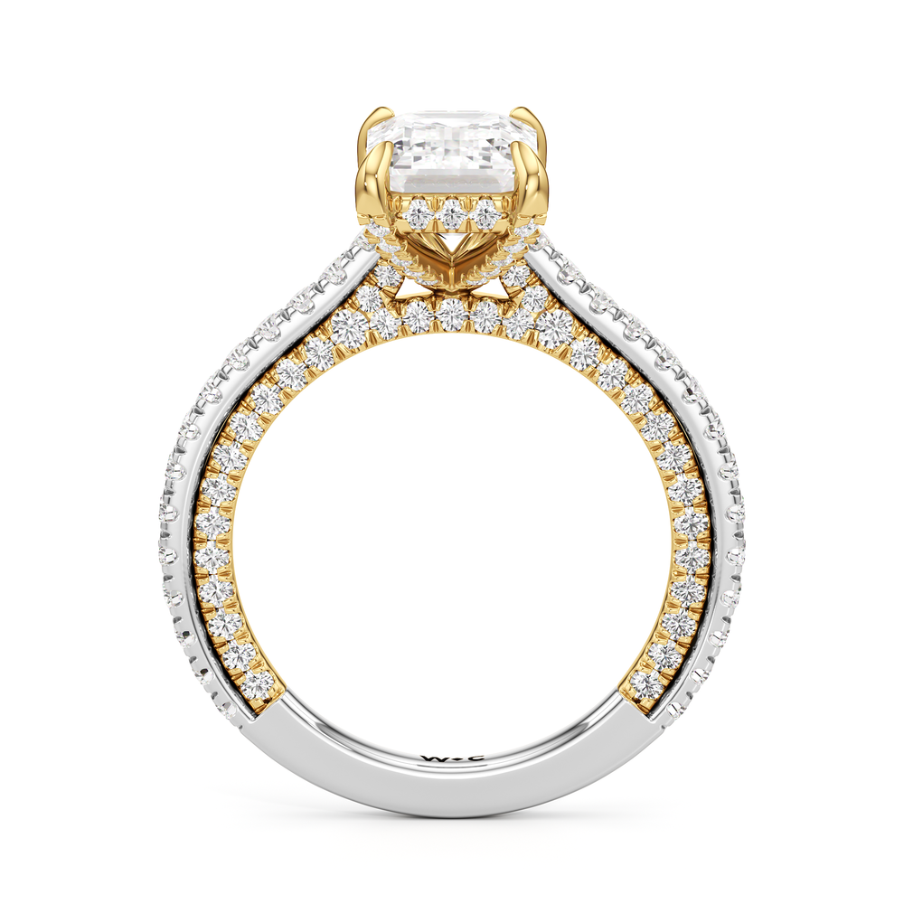 The Cooper Ring with Emerald Cut Diamond in 14KT White & Yellow Gold view 3
