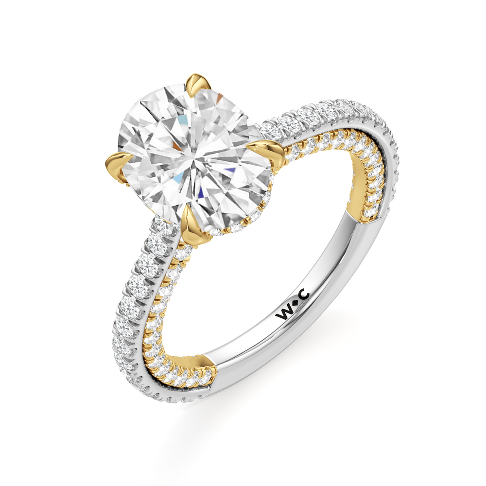 The Cooper Ring with Oval Cut Diamond in 14KT White & Yellow Gold view 4
