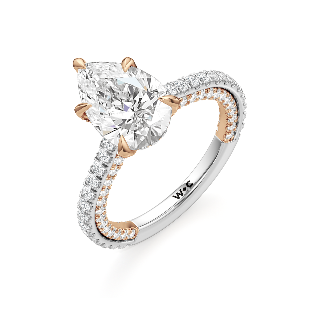 The Cooper Ring with Pear Cut Diamond in 14KT White & Rose Gold view 4
