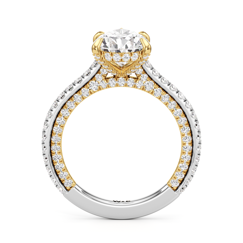 The Cooper Ring with Pear Cut Diamond in 14KT White & Yellow Gold view 3
