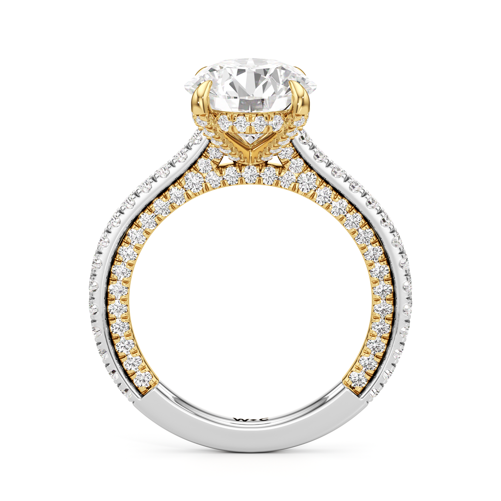 The Cooper Ring with Round Cut Diamond in 14KT White & Yellow Gold view 3
